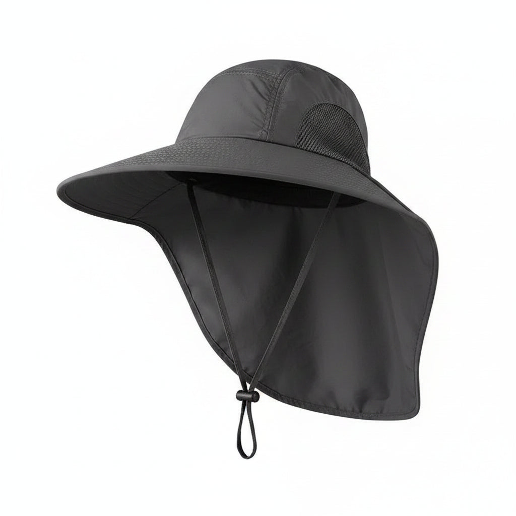 Wide Brim Sun Hat - Neck Flap Cap for Hiking and Fishing