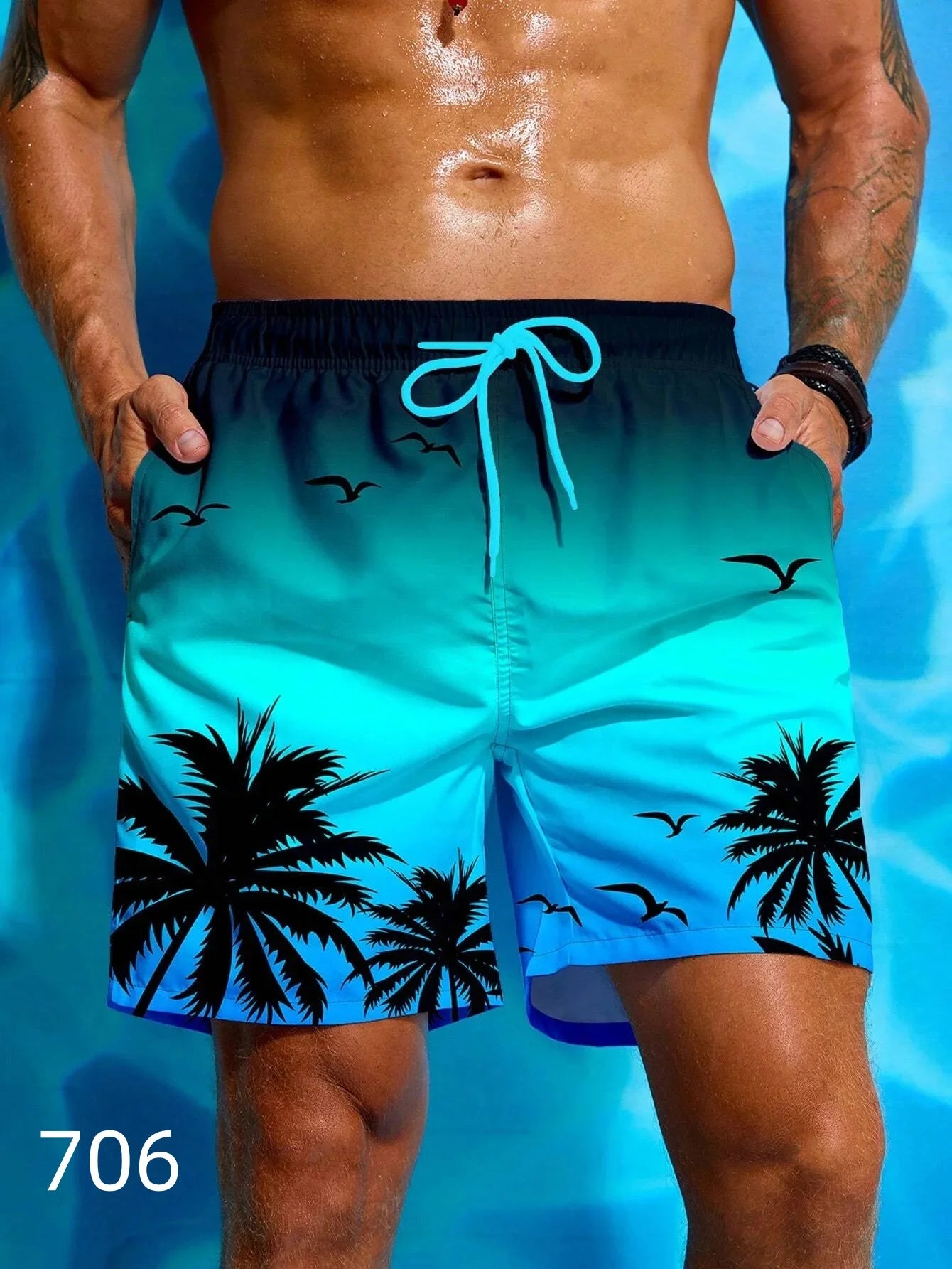 Graffiti Print Swim Shorts - Men's Beach Board Shorts - Image Style 9