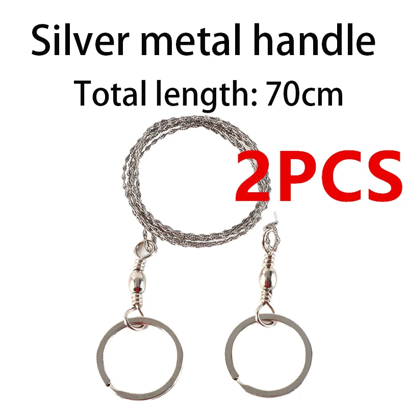 Portable Wire Saw - Stainless Steel Camping Hand Saw - Silver 2 Pieces