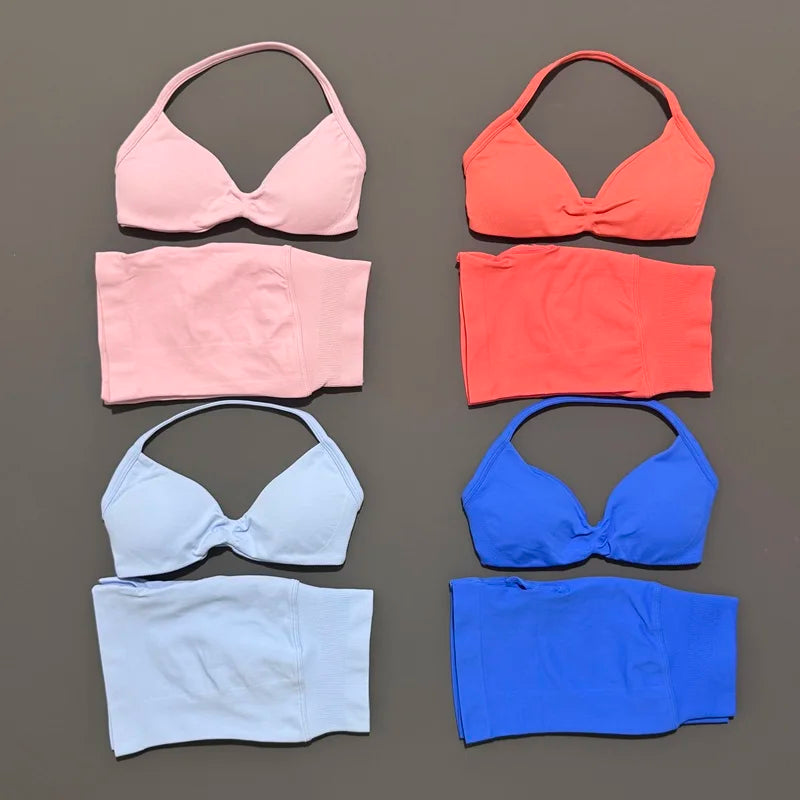 Women's Two-Piece Workout Set - Sports Bra and Shorts