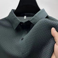 Men's Solid Polo Shirt - Short Sleeve Business Casual Top - Green