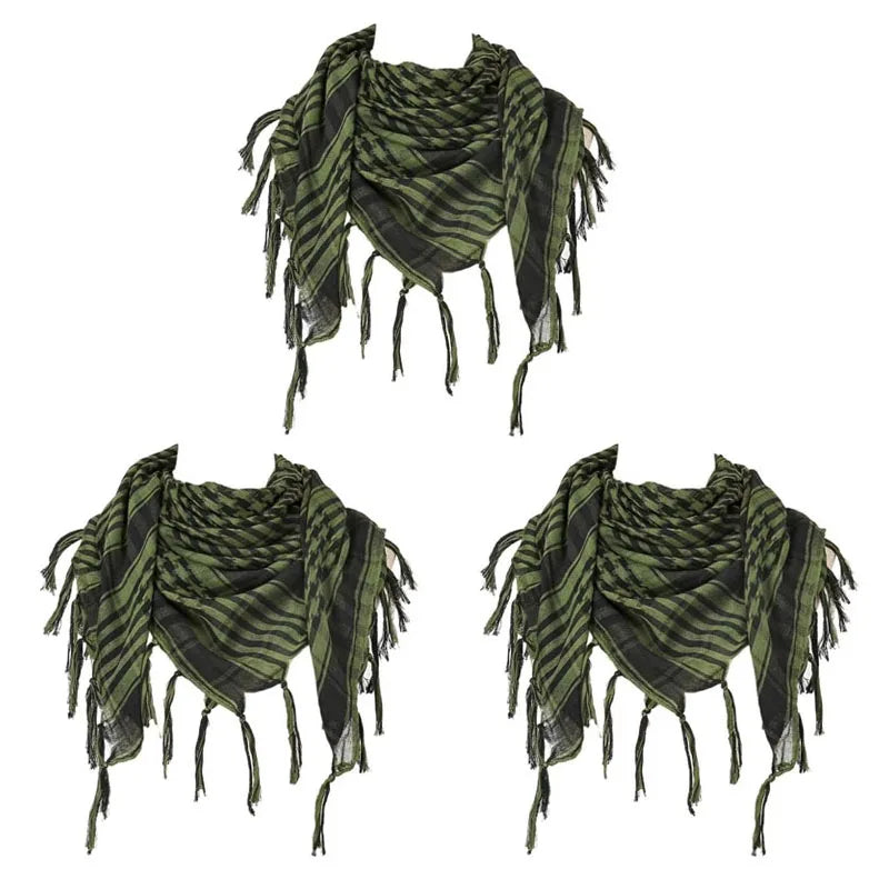 Keffiyeh Scarf Wrap - Lightweight Shemagh Head and Neck Scarf - 3 Pieces-Green