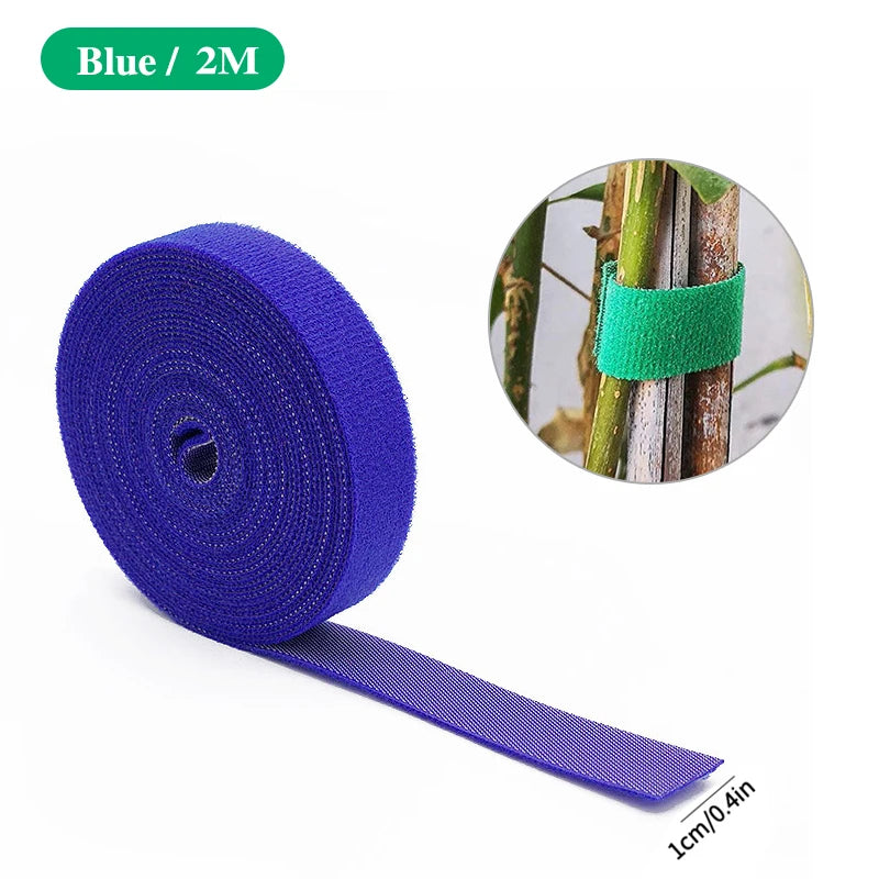 Garden Plant Ties - Nylon Hook-and-Loop Support Tape - Blue