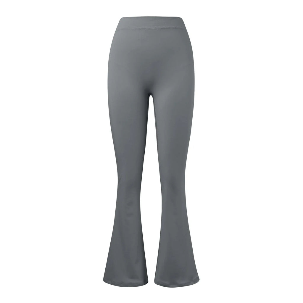 V-Back Waist Leggings - Solid Slim Casual Sports Pants - Gray
