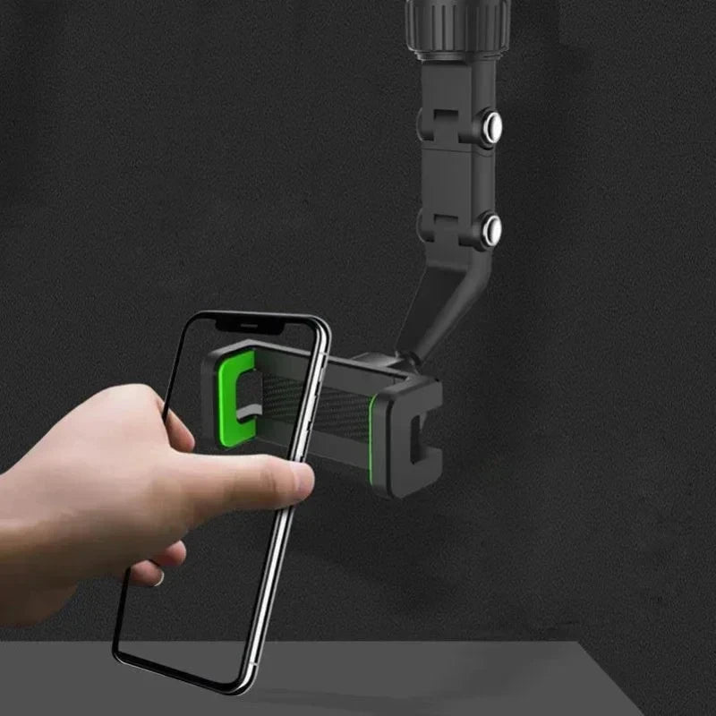 Rearview Mirror Car Phone Holder – Adjustable Clip Mount for All Phones