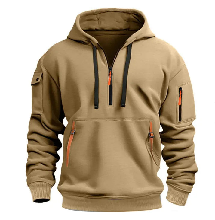 Men's Zip Hoodie - Long Sleeve Pullover with Arm Pocket - Style 8