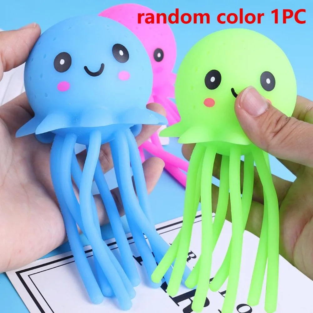 Octopus Bath Toy - Silicone Water Play Squeeze Toy - Random Color 1 Piece
