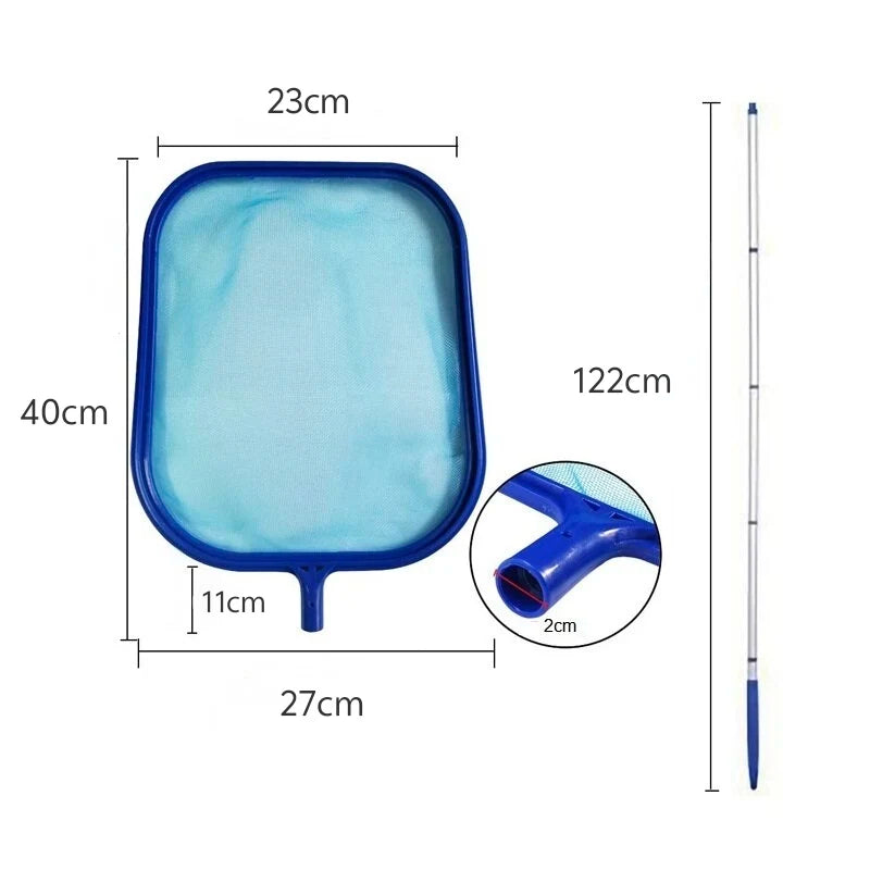 Pool Skimmer Net - 5-Section Aluminum Pole for Leaf Pickup