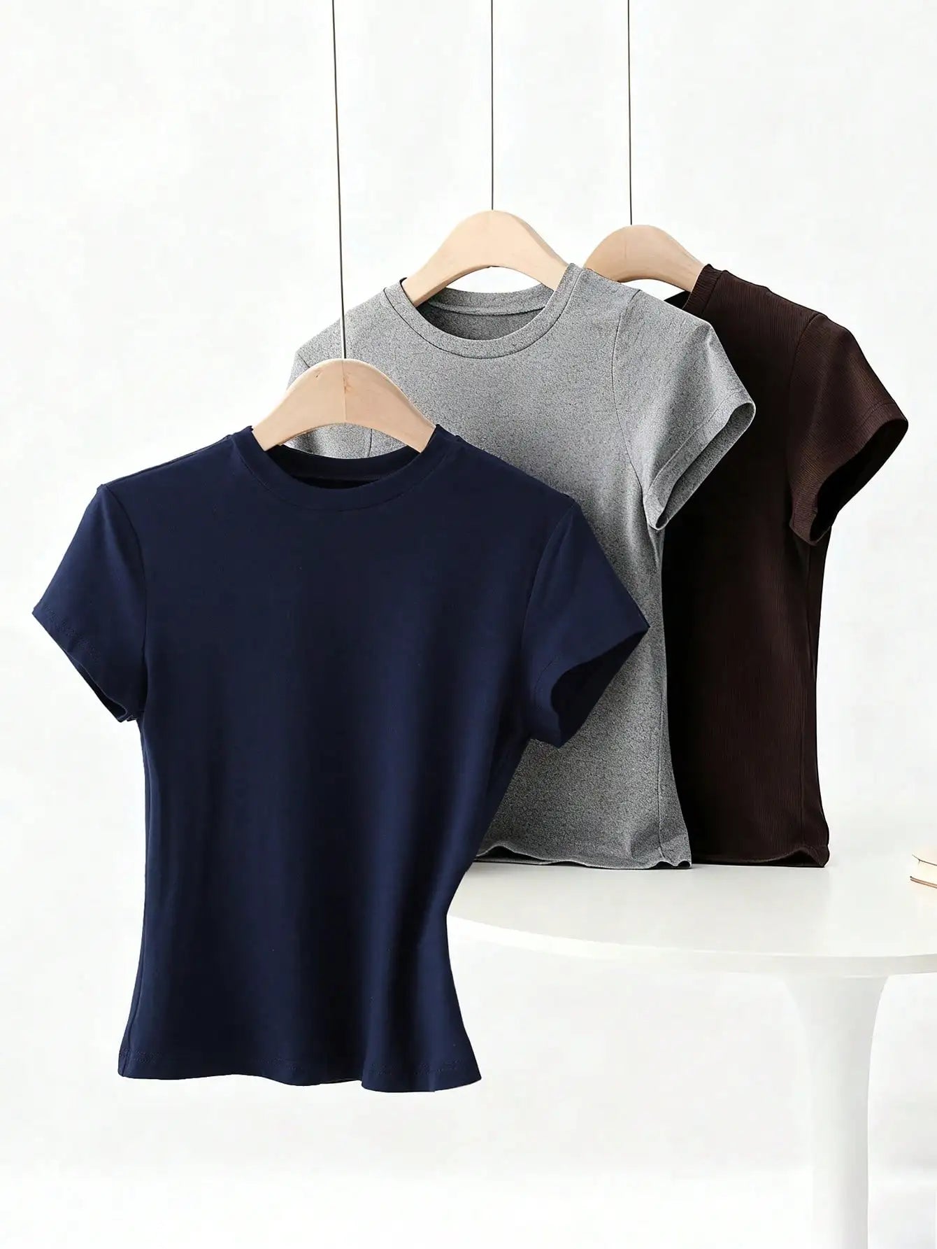 Women's Basic T-Shirt - Solid Short Sleeve Minimalist Top - Multicolor