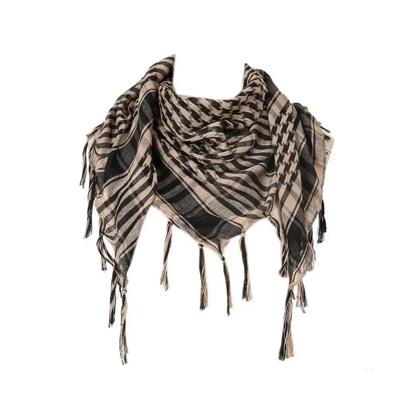 Keffiyeh Scarf Wrap - Lightweight Shemagh Head and Neck Scarf - 1 Piece-Mud