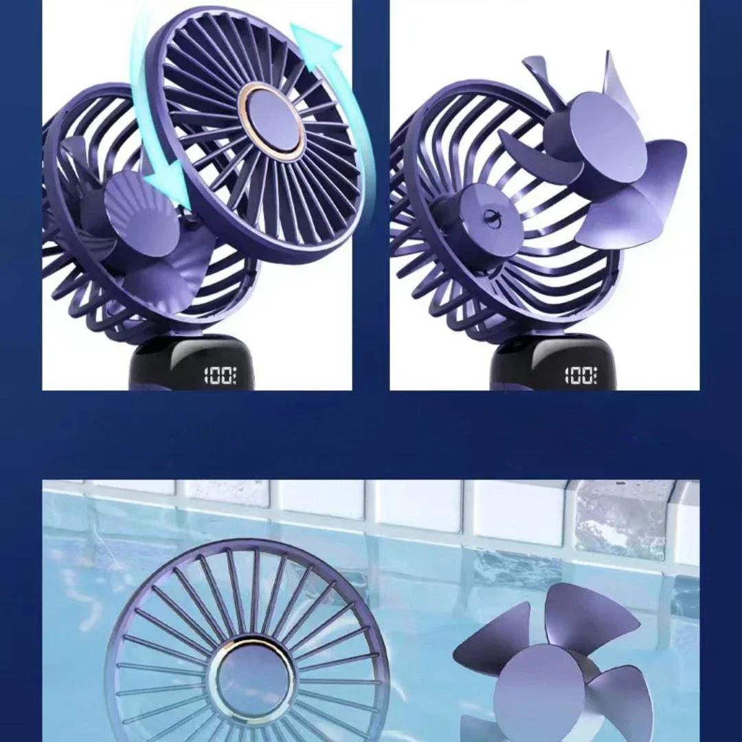 Handheld Personal Rechargeable Fan LED - For Desk or Travel Use