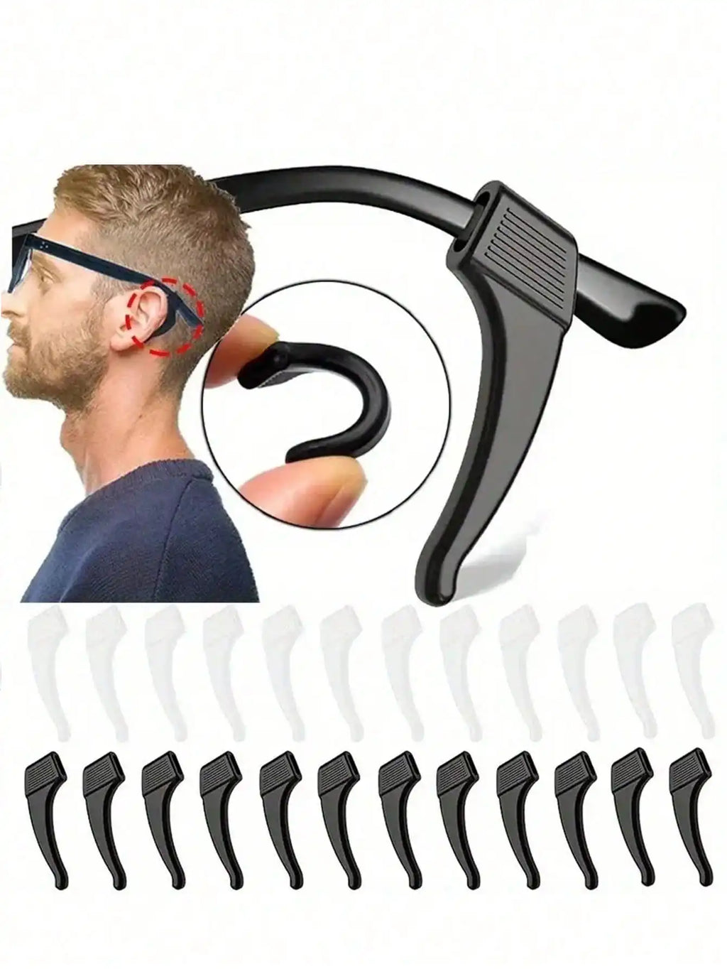 Silicone Eyeglass Ear Grips - Anti-Slip Temple Hooks