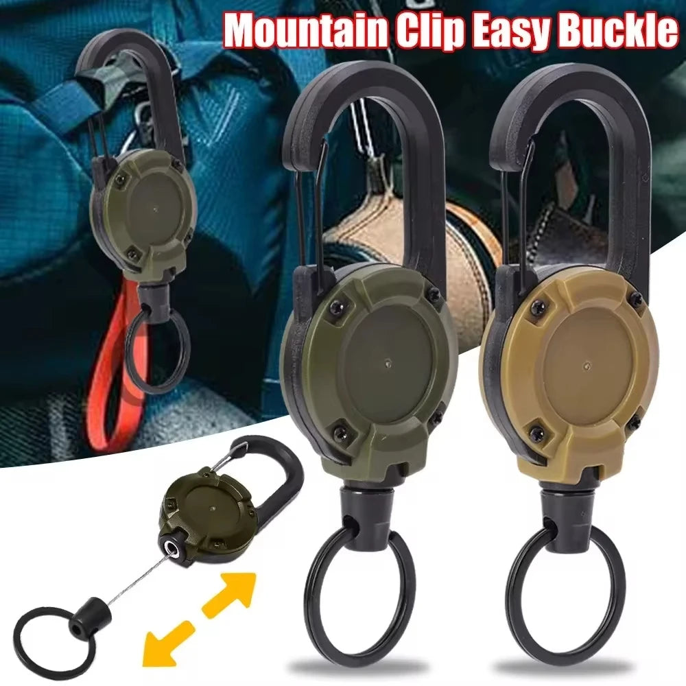Retractable Keychain Reel - Carabiner Pull Cord Holder for Gear Organization