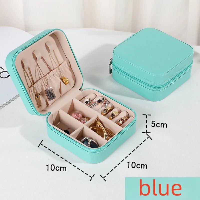 Mini Jewelry Organizer Box - Travel Case for Rings and Earrings - Sky Blue