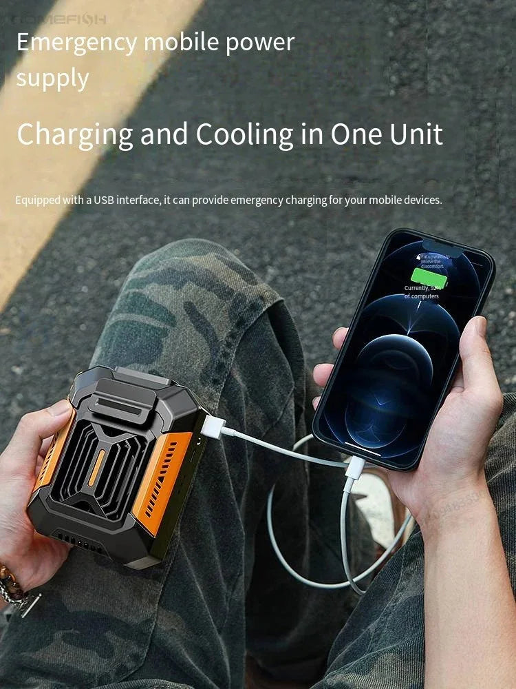 3-in-1 Rugged Tactical Waist Clip Fan - Portable Power Bank & LED Flashlight