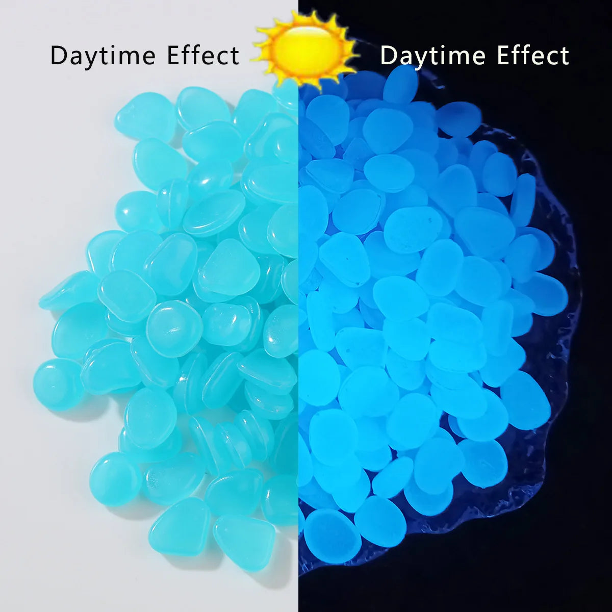Glow Decorative Stones - Resin Garden and Fish Tank Pebbles - Blue