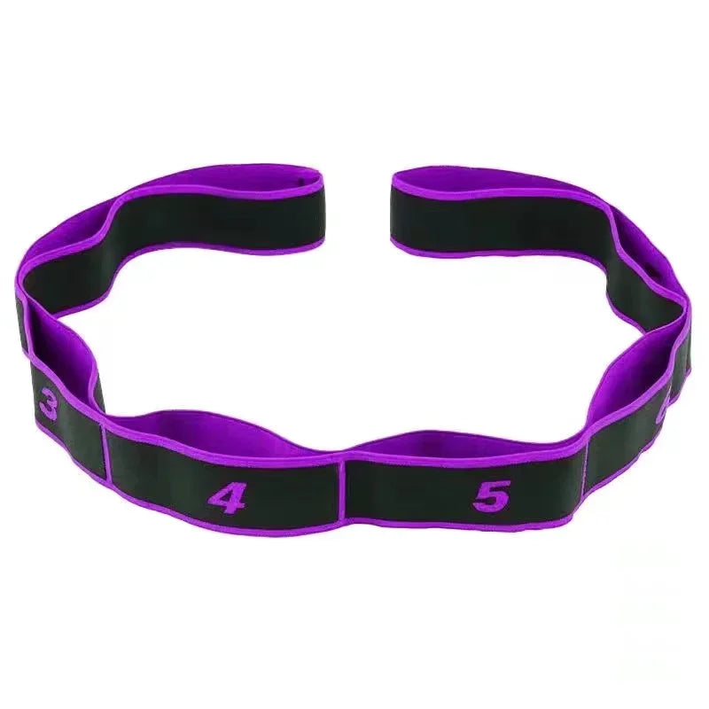 Yoga Stretching Strap - Sectioned Resistance Band for Pilates - Purple
