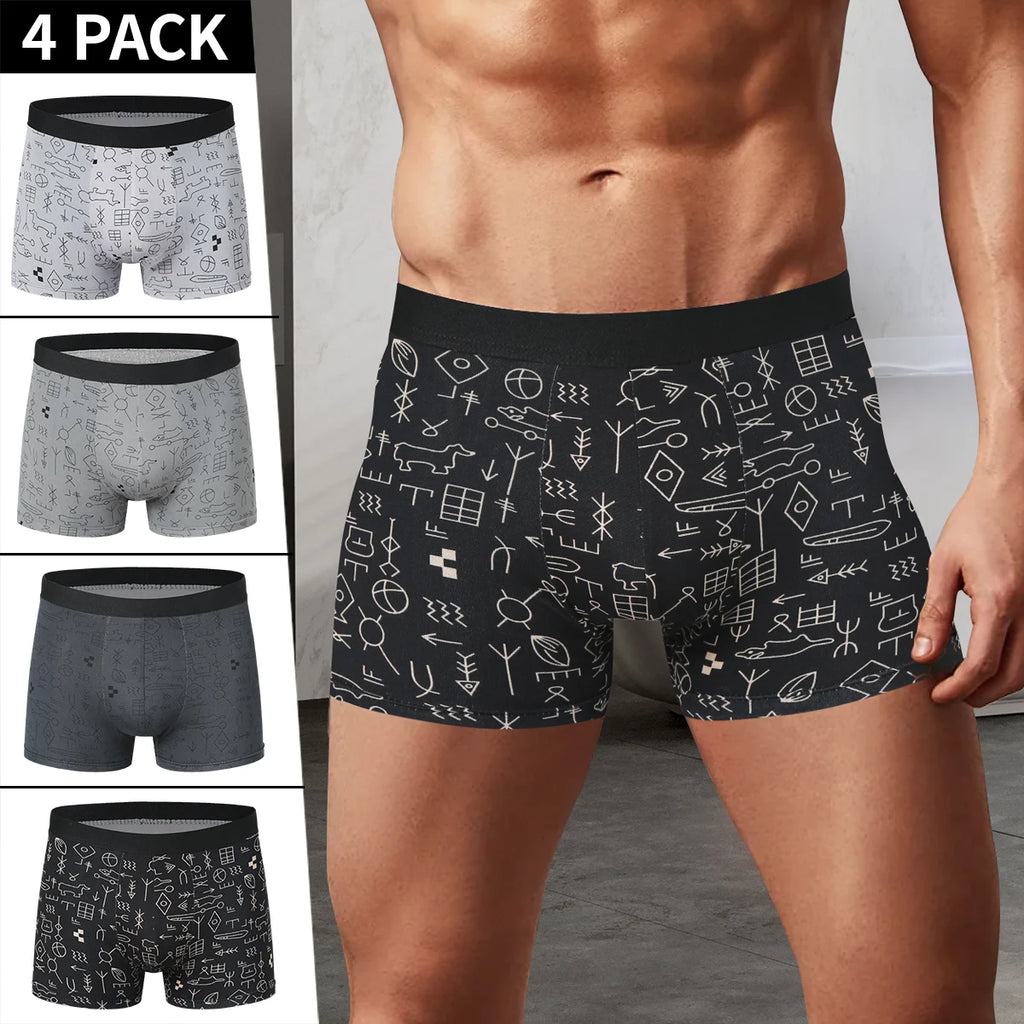 Men's Printed Boxer Shorts - 4-Pack Stretch Underwear