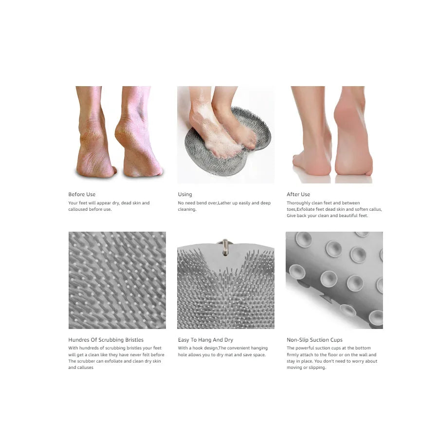Shower Foot Scrubber Mat - Suction Cup Bath Brush Pad