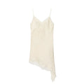 Lace Slip Dress - Backless Mini Dress With V-Neck - beige
