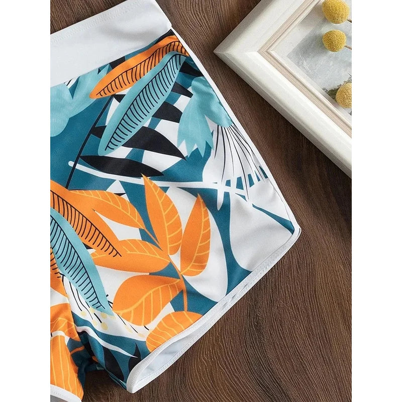 Women's Halter Bikini Set - High-Waist Printed Swimwear