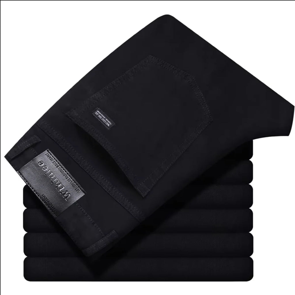 Men's Straight Stretch Jeans - Classic Casual Denim Pants