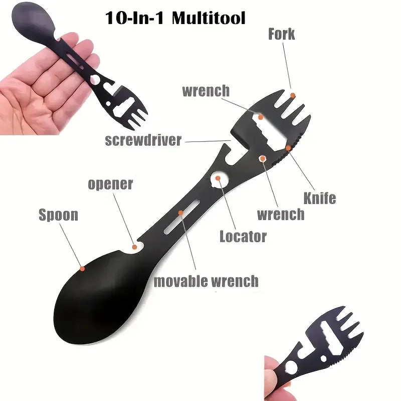 Camping Spork Tool - Fork Spoon with Opener for Outdoor Meals