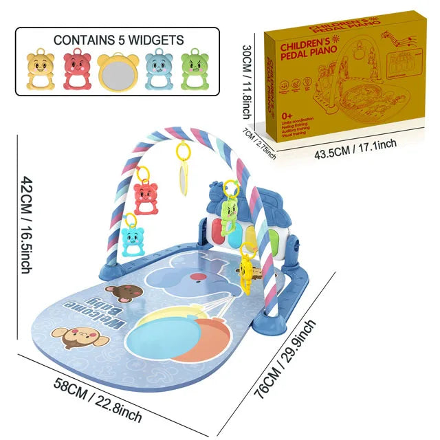 Baby Piano Play Gym - Music Activity Mat With Toy Bar - Set 6