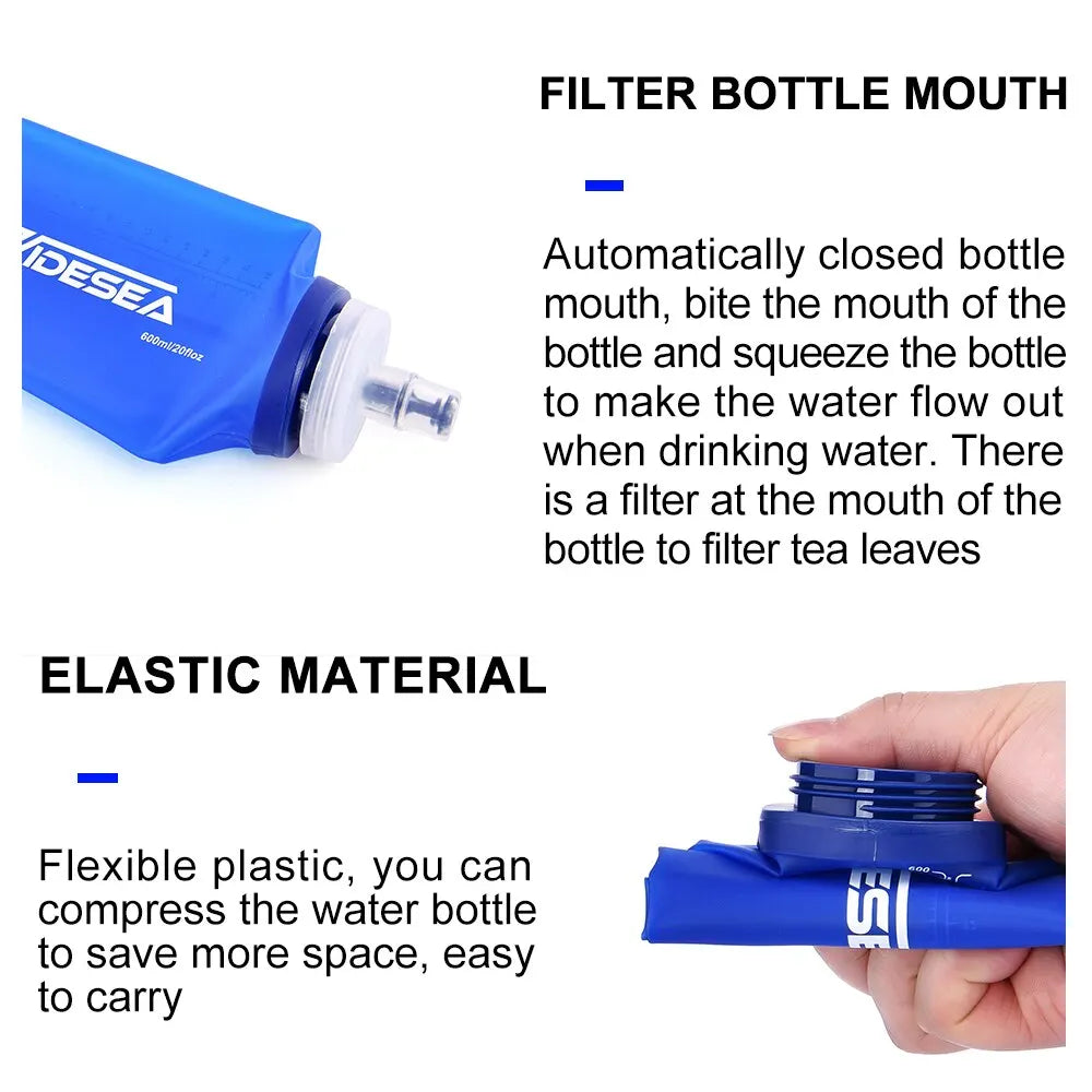 Soft Folding Water Bottle - 600 mL Outdoor Hydration Flask