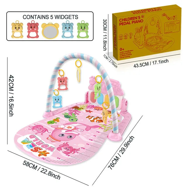 Baby Piano Play Gym - Music Activity Mat With Toy Bar - Set 4