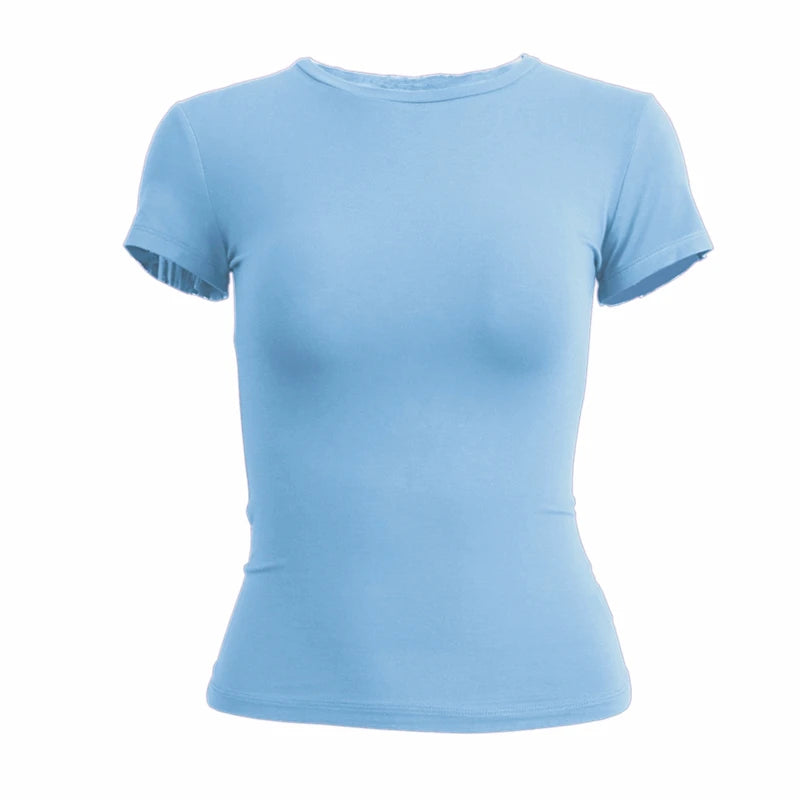 Slim Fit Knit Tee – Stretch Short Sleeve Top for Streetwear Looks