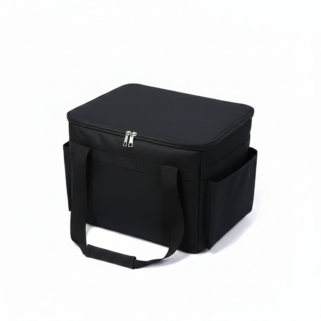 Insulated Camping Storage Bag - 30-42 L Picnic Organizer - Black 42L