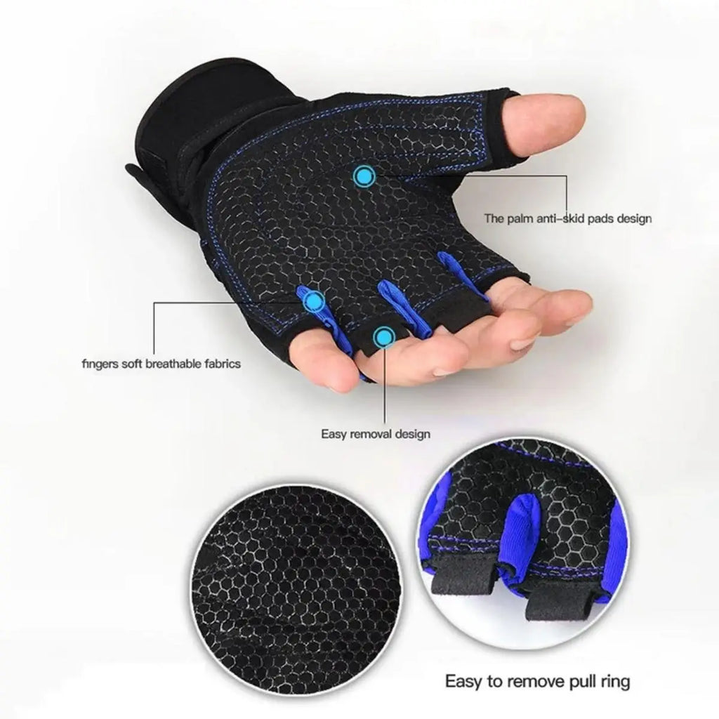 Weight Lifting Gloves - Wristband Pair for Gym Training
