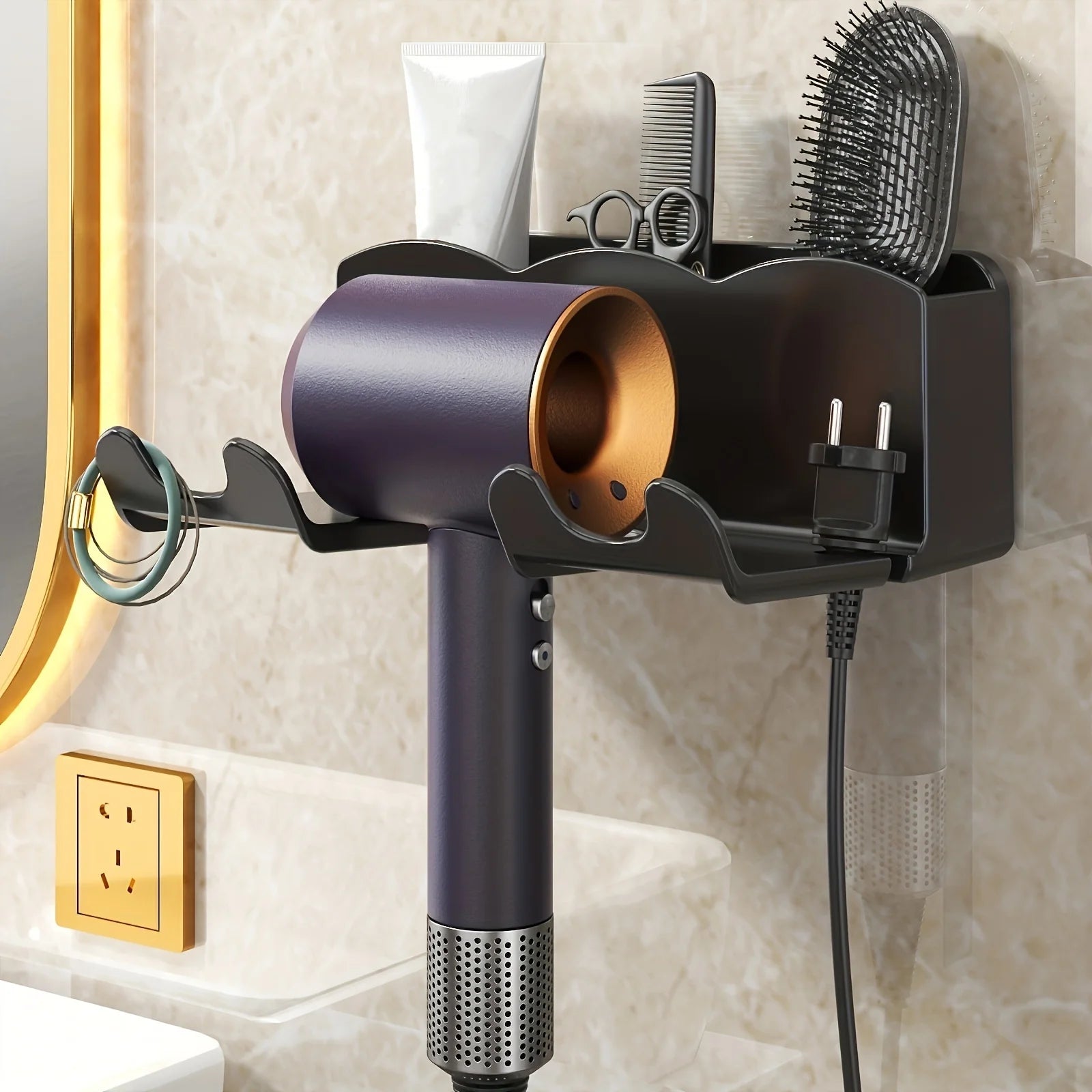 Hair Dryer Storage Rack Perforated - For Bathroom and Home Storage