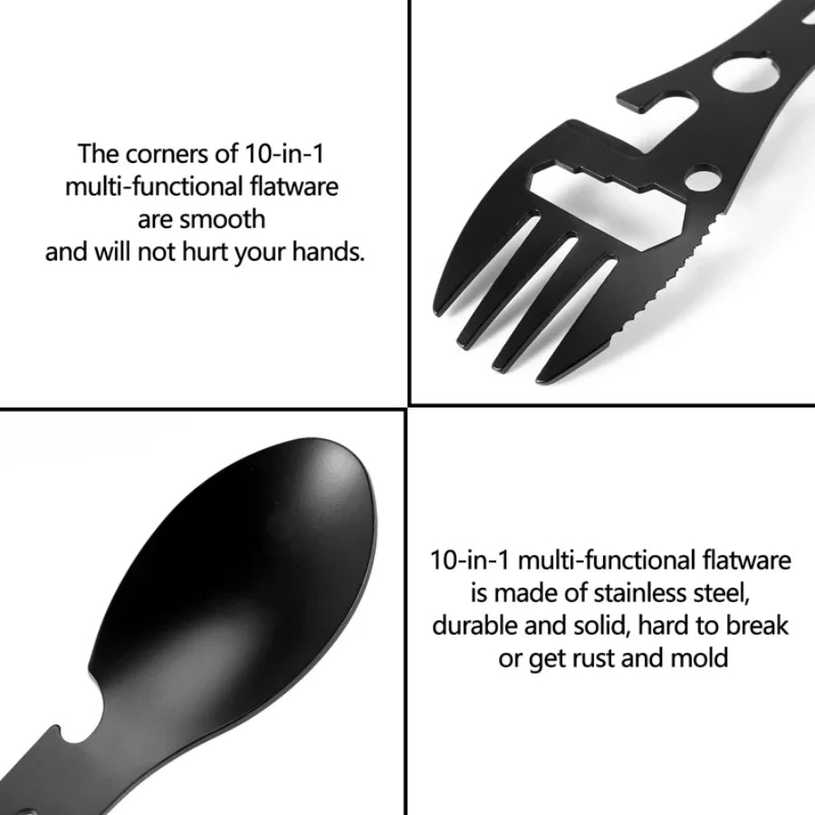 Camping Spork Tool - Fork Spoon with Opener for Outdoor Meals