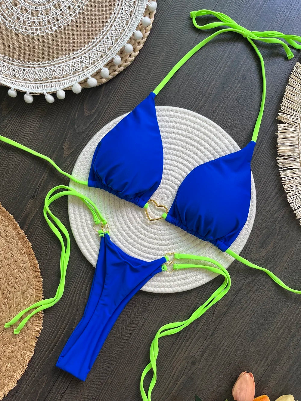 Women's Halter Triangle Bikini Set - Two-Piece Swimwear - Rt015