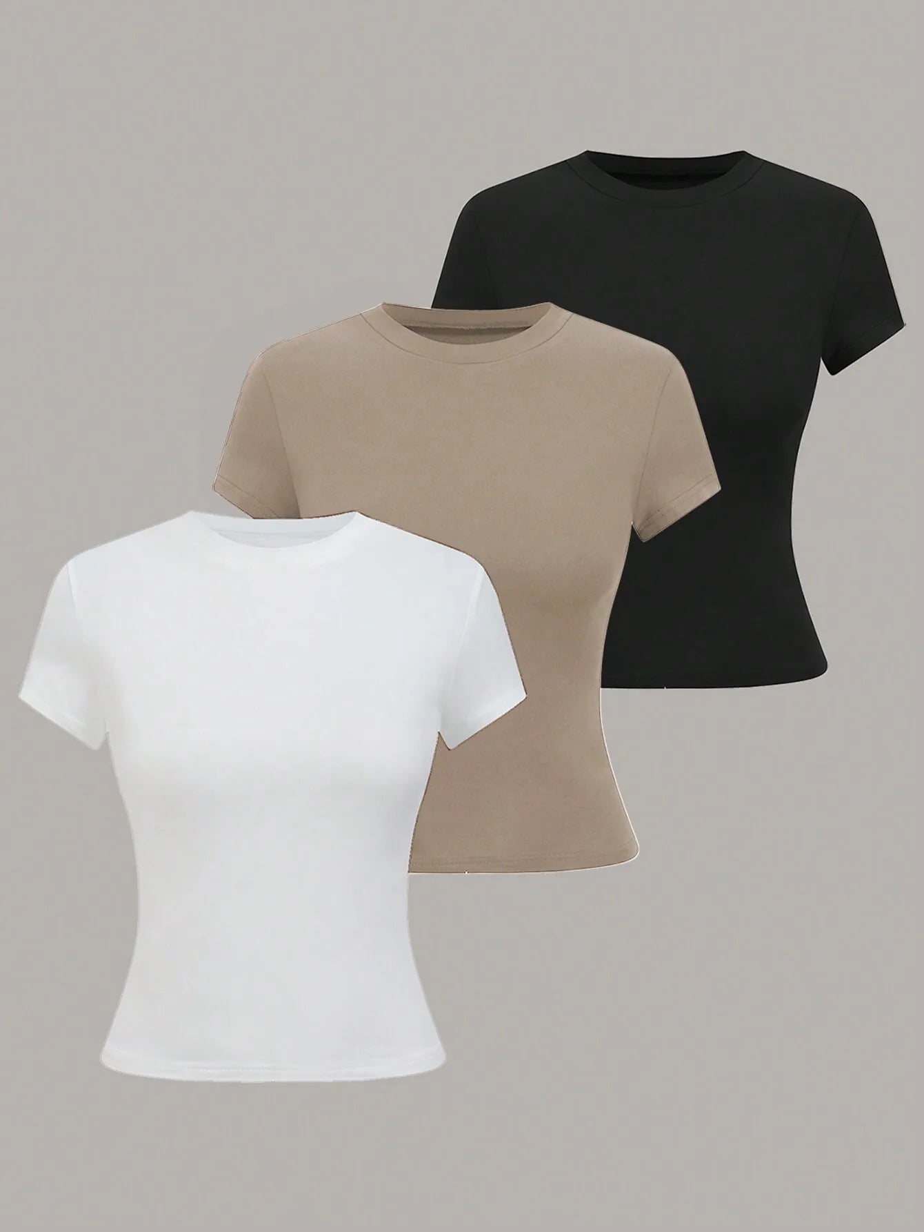 Women's Basic T-Shirt - Solid Short Sleeve Minimalist Top - Multicolor-11