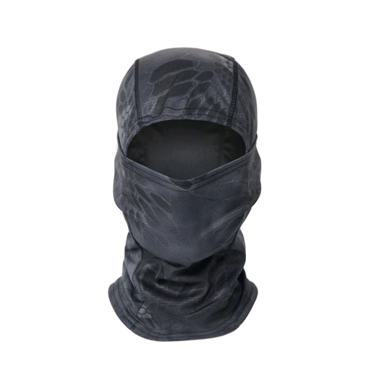 Printed Outdoor Balaclava - Lightweight Face Cover Scarf - Python Black