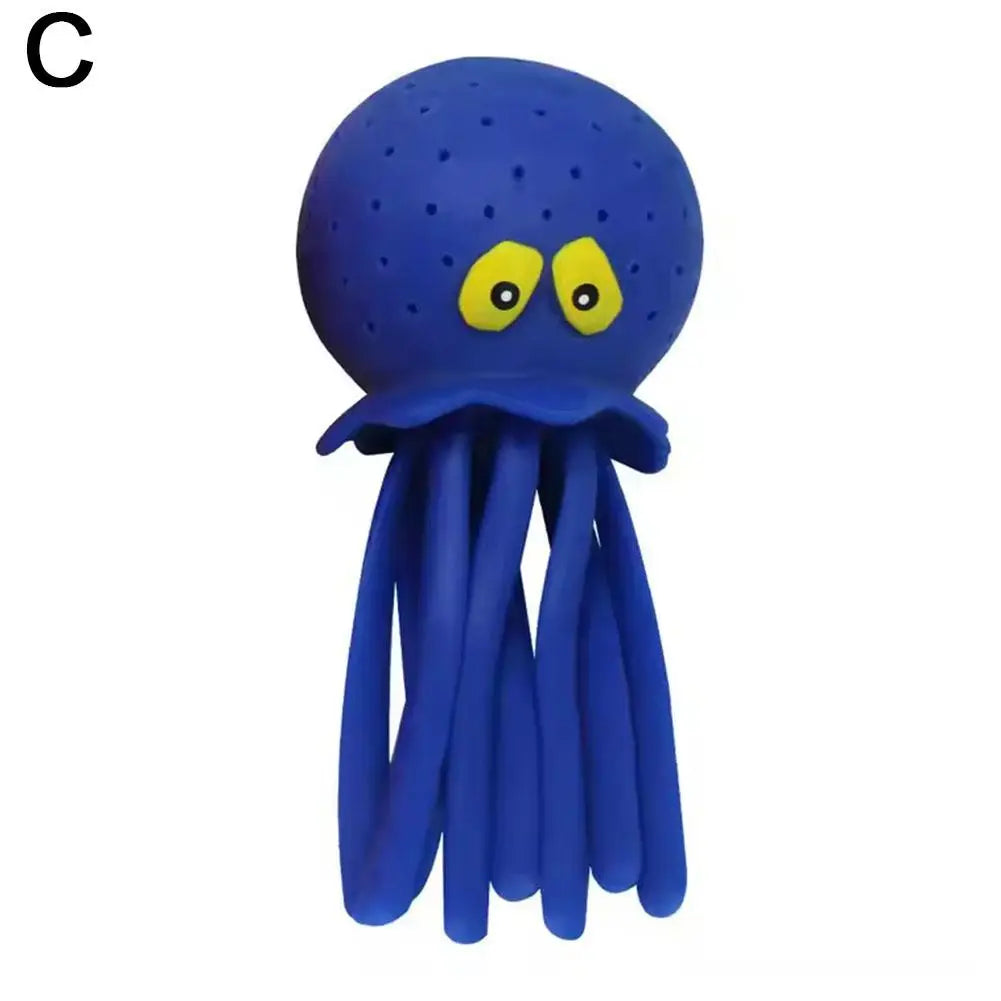 Octopus Bath Toy - Silicone Water Play Squeeze Toy - Blue