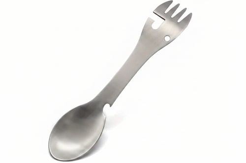 Camping Spork Multi-Tool - Steel Utensil for Outdoor Meals - 1 Piece Silver