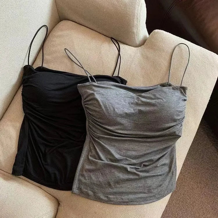 Women's Halter Tank Top - Built-In Bra Casual Cami