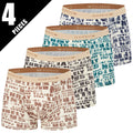 Men's Printed Boxer Shorts - 4-Pack Stretch Underwear - 4 Pieces-Yy-Zimu