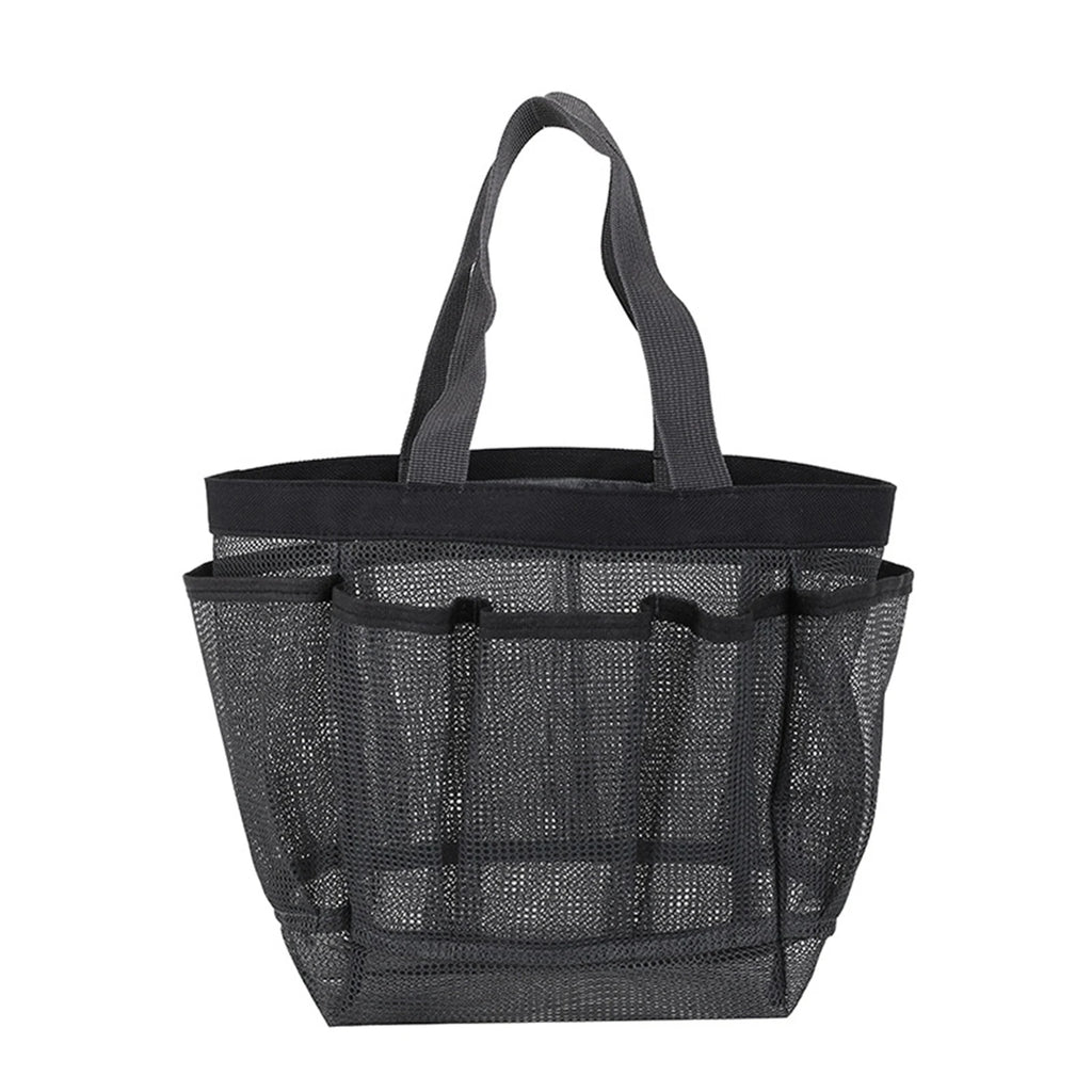 Mesh Beach Tote Bag - Oversized Pool Bag with 8 Pockets - Gray