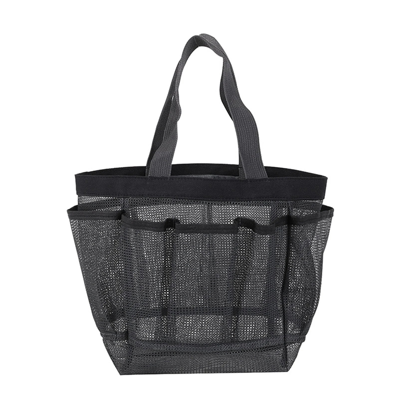 Mesh Beach Tote Bag - Oversized Pool Bag with 8 Pockets - Gray