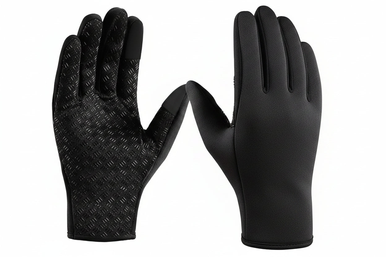 Touchscreen Gloves - Knit Pair for Driving and Hiking - Black