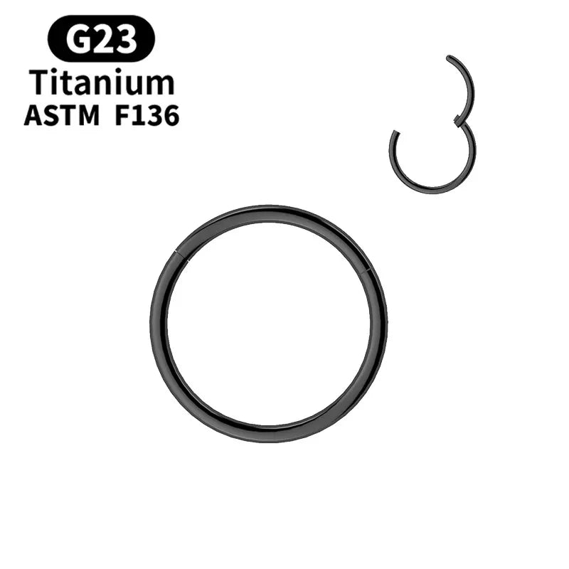 Titanium Hinged Nose Hoop - Body Jewelry Ring - S3-1 Piece-Black