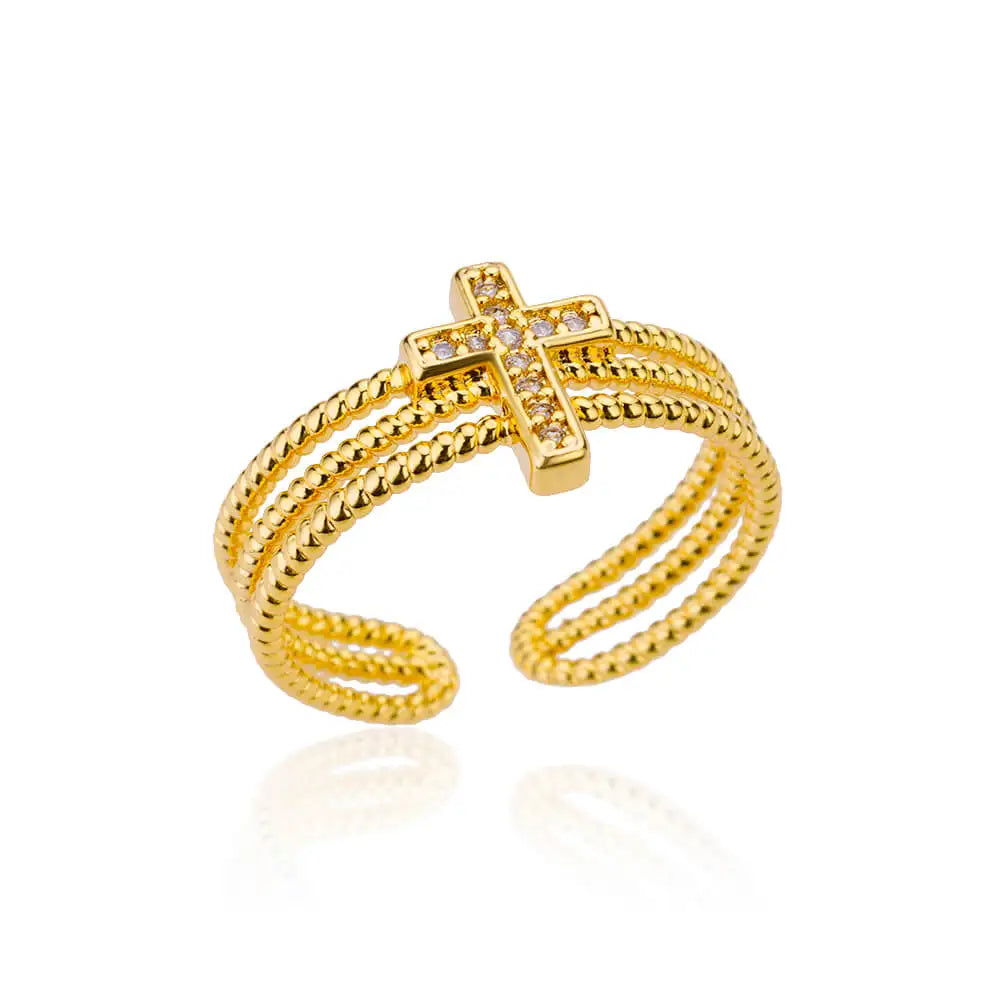 Gold-Color Stainless Steel Ring - Classic Fashion Jewelry - Style Jz4386G / Gold Color