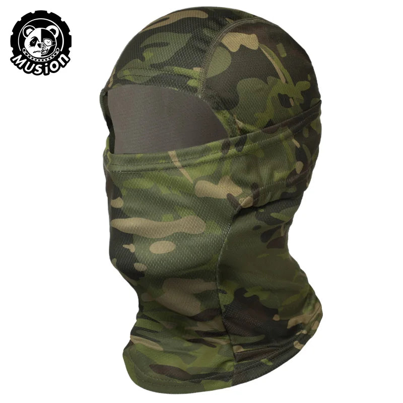 Lightweight Balaclava Face Cover - Outdoor Cycling and Hiking Mask - Green Camouflage