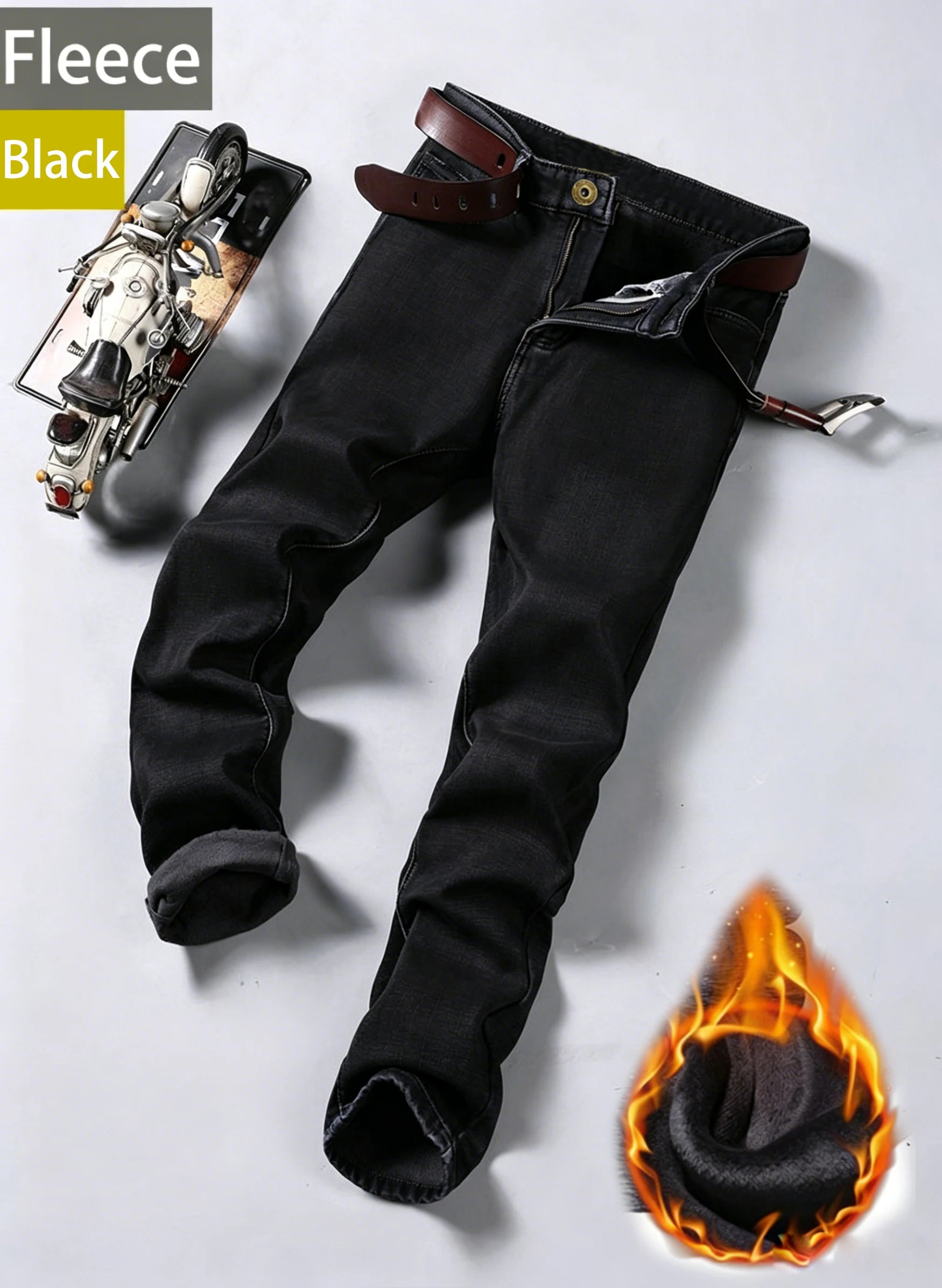 Men's Straight Stretch Jeans - Classic Casual Denim Pants - Blackjr