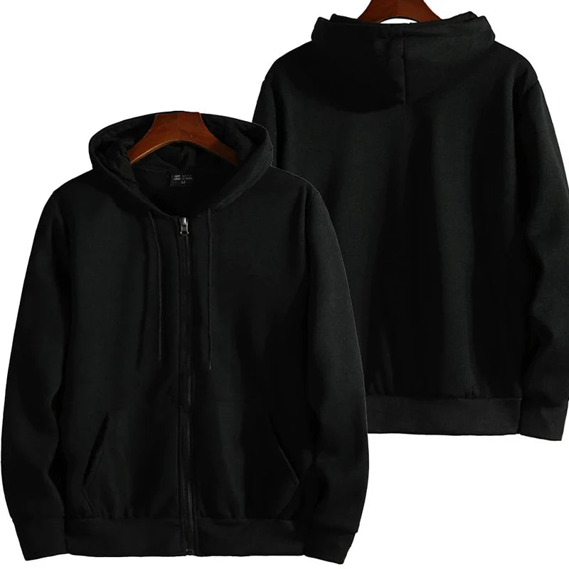 Men's Zip Hoodie - Cotton Blend Long Sleeve Sweatshirt